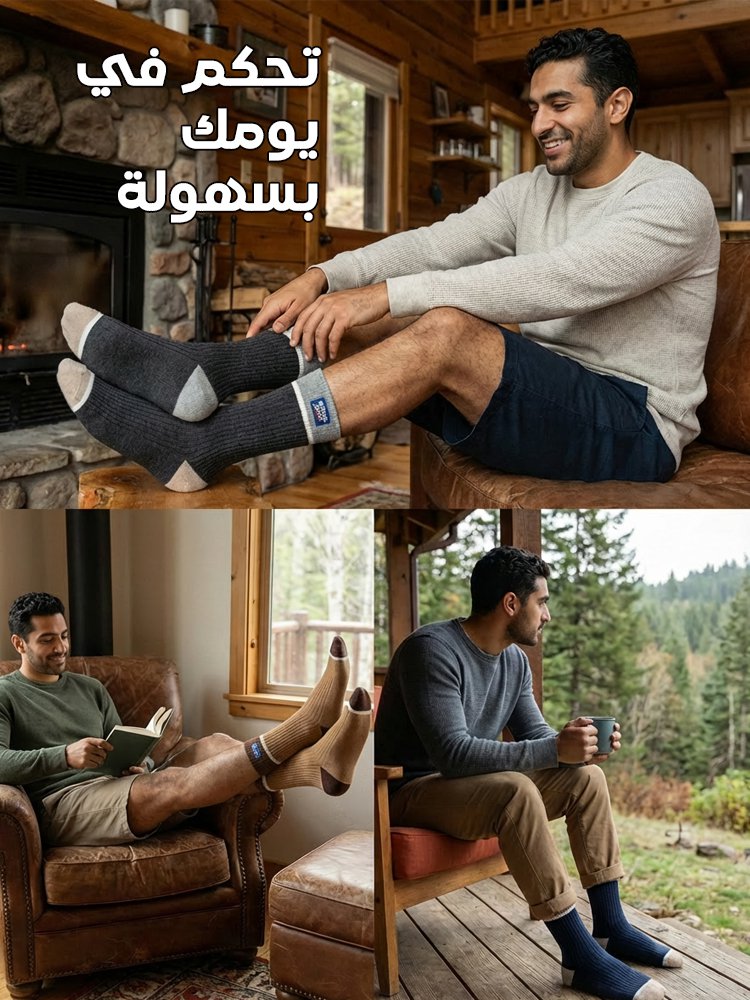 جوارب رجالية متوسطة الطول بحافة مطاطية