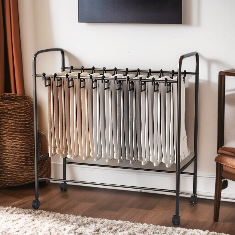 철예 바닥 바지 수납 선반 다기능 이동식 옷장 걸이 바지 스커트 바지 선반 수납 바지 선반