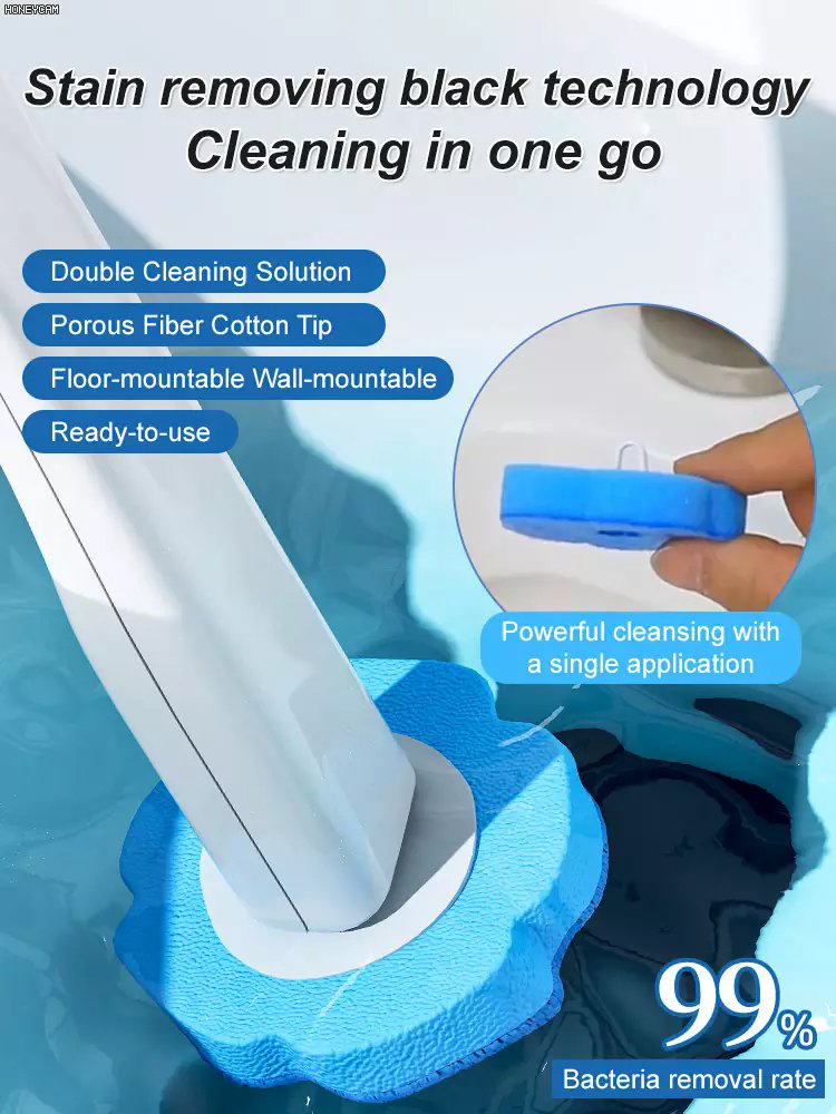 Clean hands no mess interchangeable brush head toilet brush set