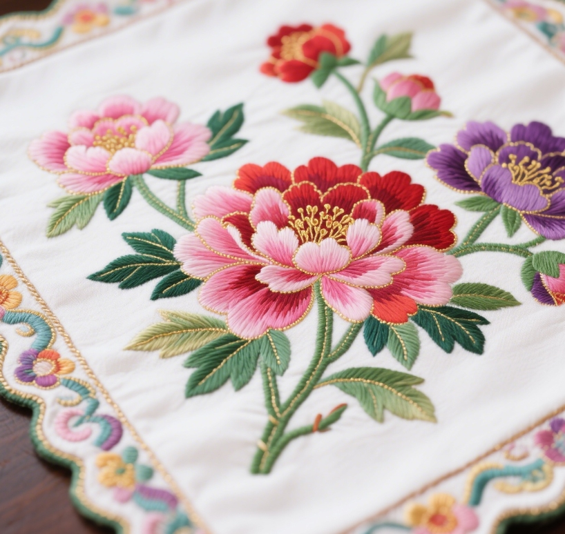 Le processus de broderie brode une variété de motifs exquis et brode le sachet à thé