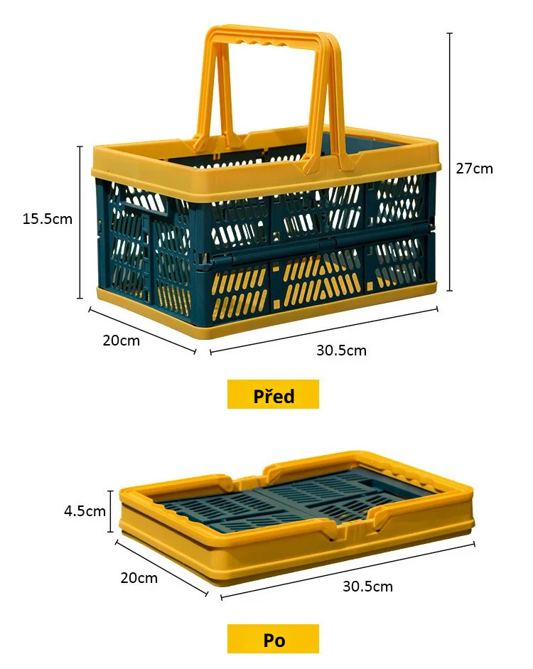 Koš složený do kompaktní velikosti