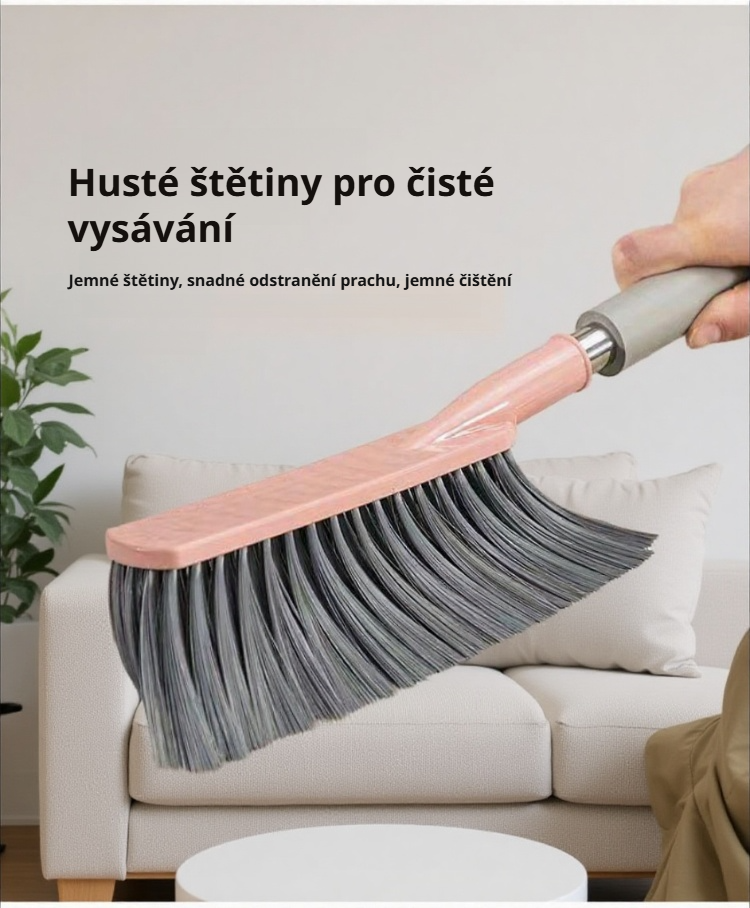 Odstraňování prachu z postele smetákem