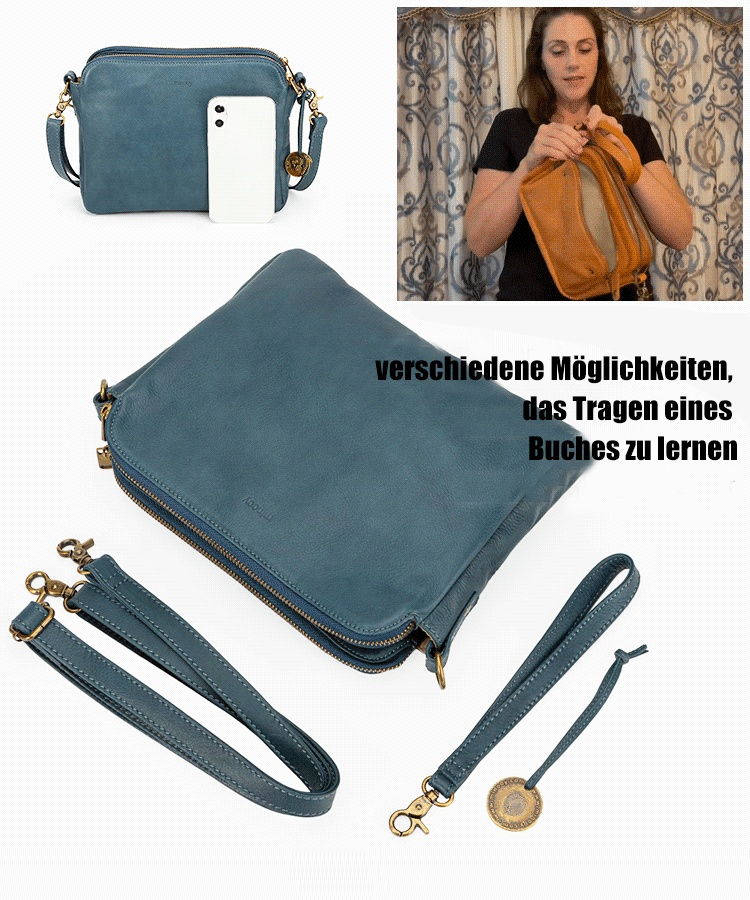 Dreifach-Lederkreuztasche