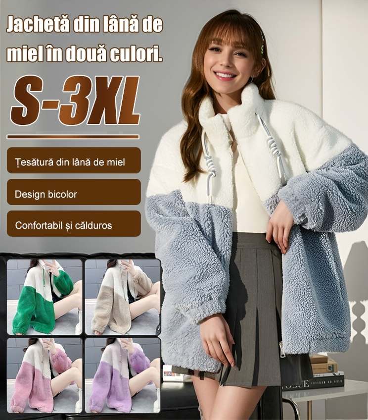 O haină din lână de miel în două culori