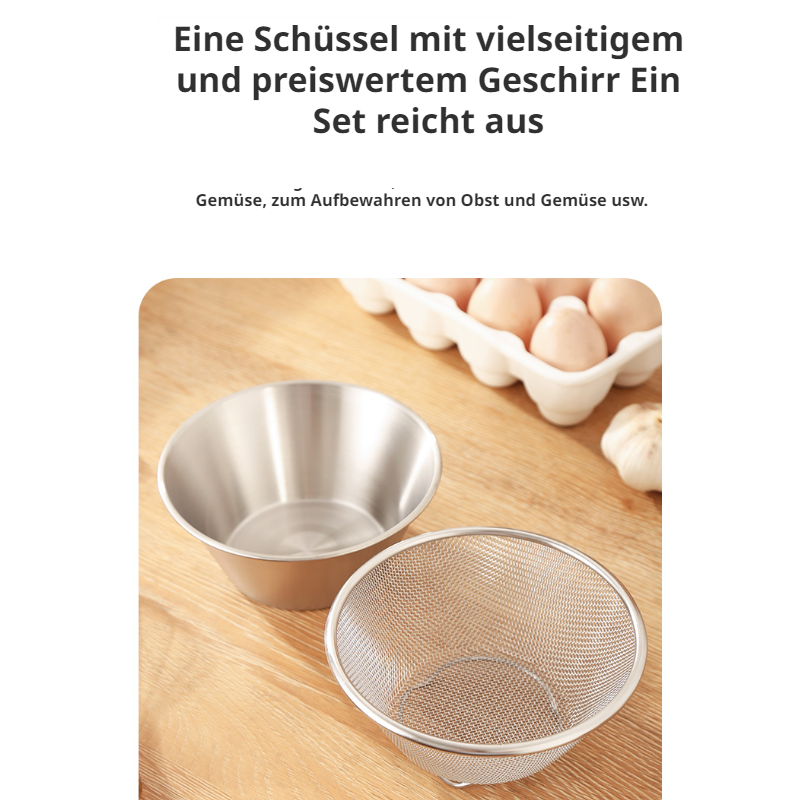 Mini 304 Edelstahl Abtropfschale Filter Obstkorb Abtropfkorb Essenszubereitungsschüssel Becken Reisw
