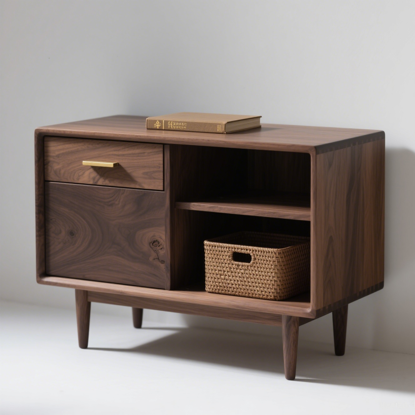 Mesita de noche de lujo moderno de madera maciza para dormitorio