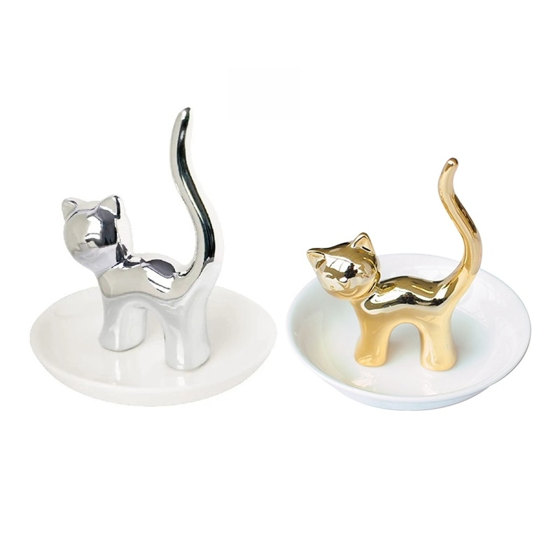 Ceramic curved cat craft ornaments