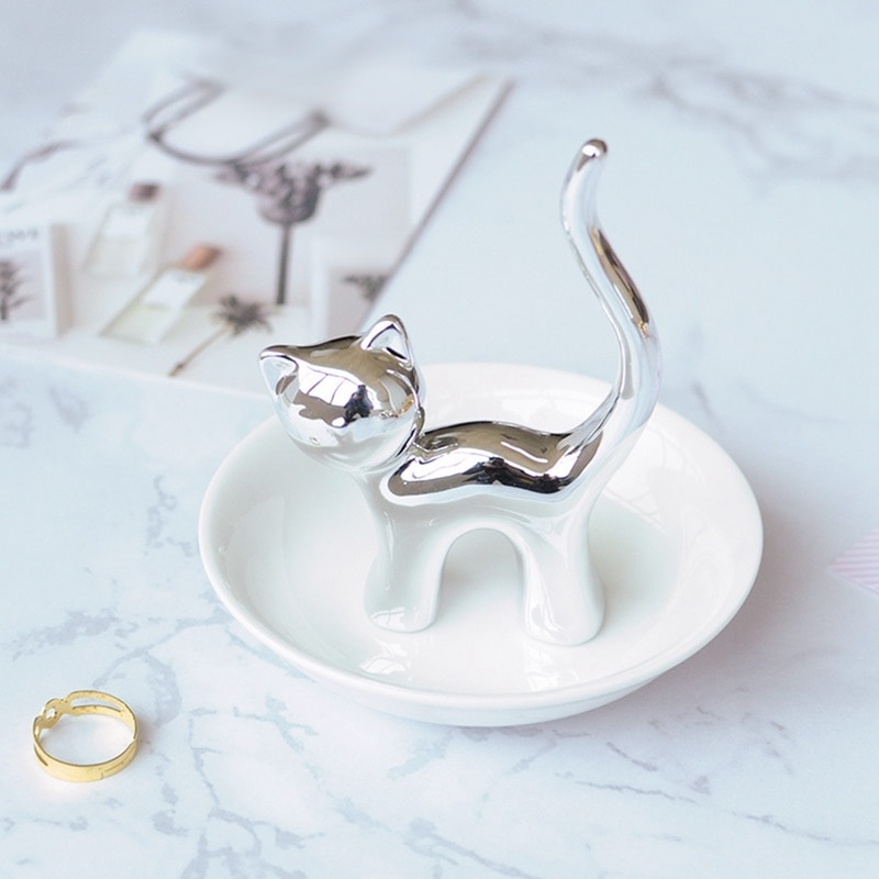 Ceramic curved cat craft ornaments