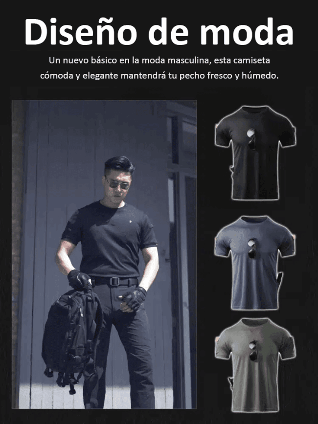 Camiseta táctica multibolsillos de secado rápido