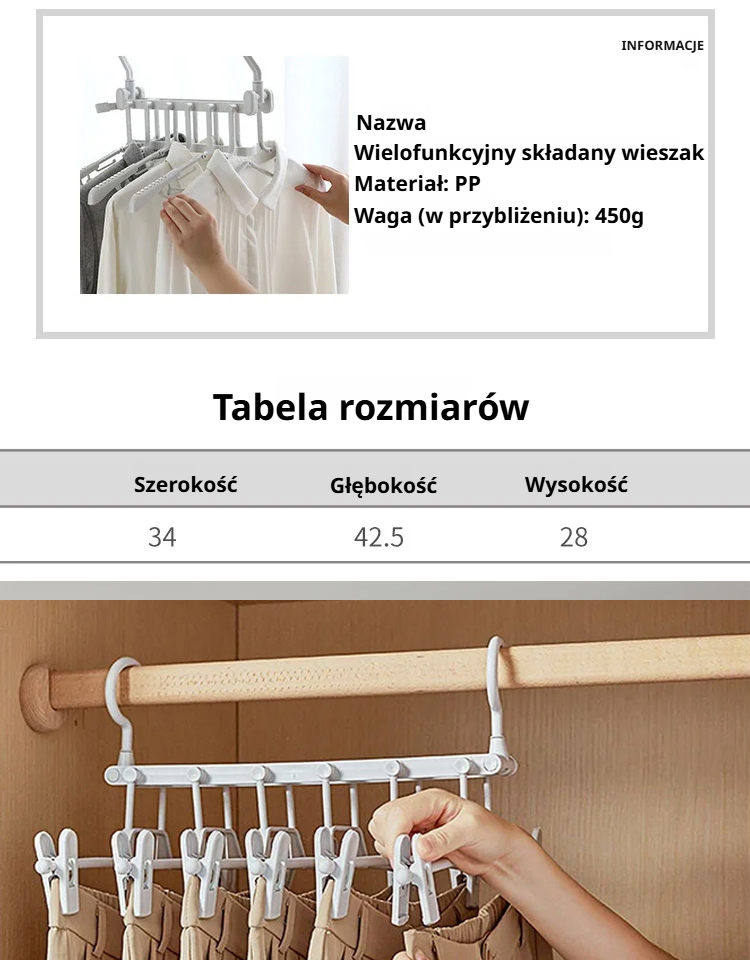 Wielofunkcyjny składany hak na wieszaki do ubrań