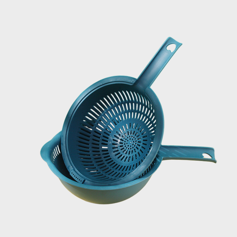 家庭用二層排水バスケット取り外し可能な対照的なプラスチックハンドル野菜洗浄バスケットキッチンリビングルーム果物と野菜の収納バスケット