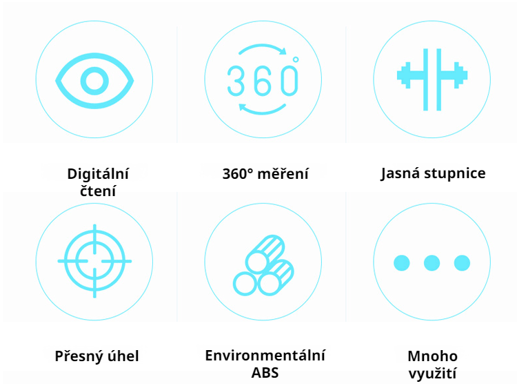 Úhlové pravítko s jasně čitelnou stupnicí