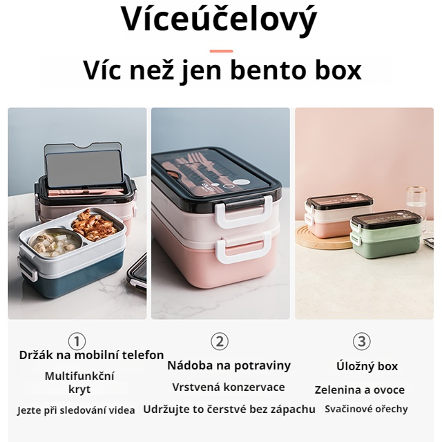  Přenosná dvouvrstvá svačinová krabička