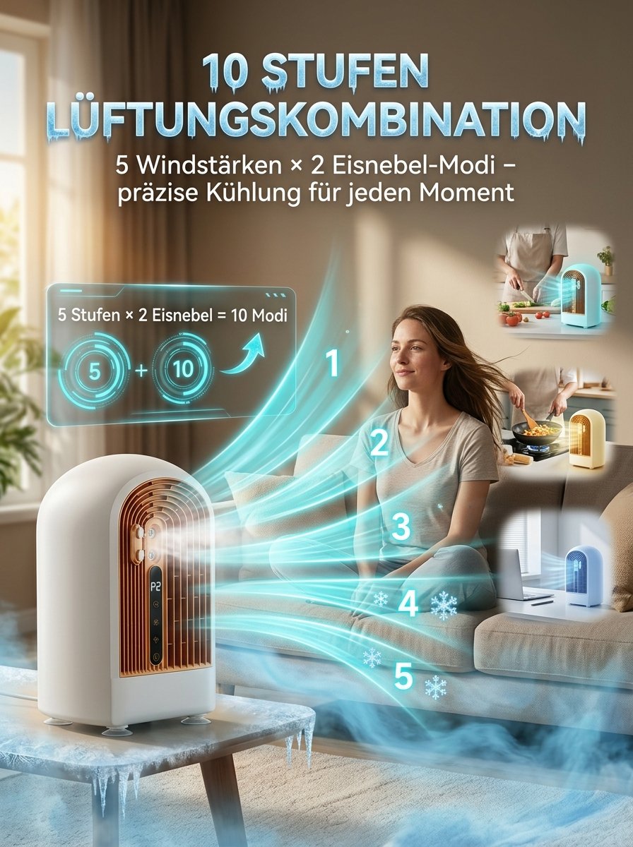 Tisch-Zirkulationsventilator mit Sprühfunktion