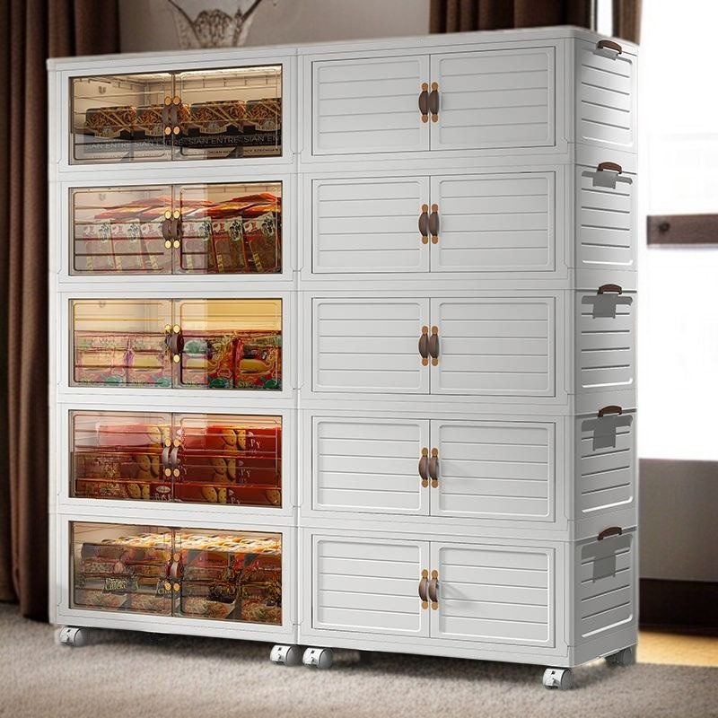 Folding storage cabinet storage box home bedroom clothing kitchen storage cabinet toy plastic double