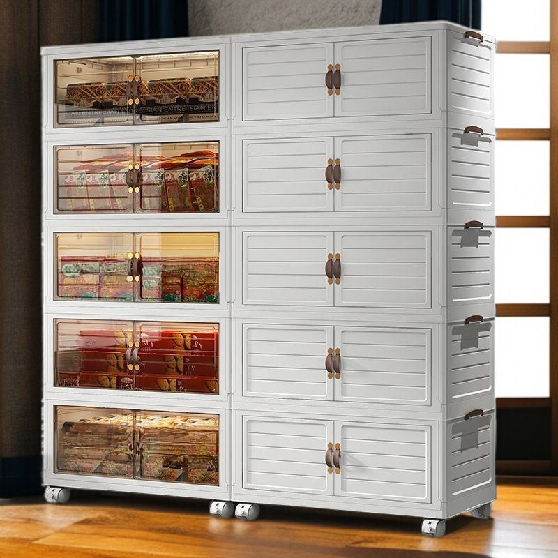 Folding storage cabinet storage box home bedroom clothing kitchen storage cabinet toy plastic double