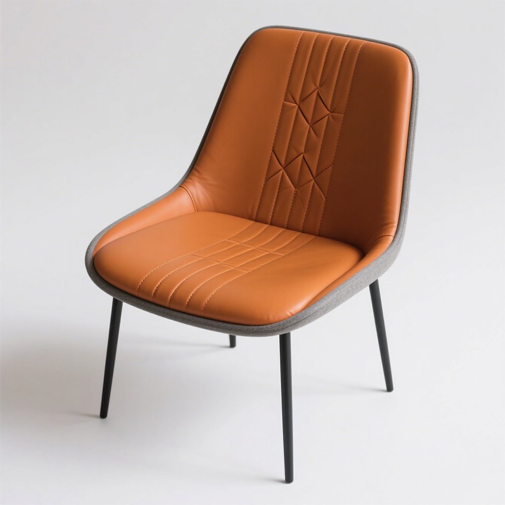 Detail dřevěného jídelního stolu a pohodlných židlí