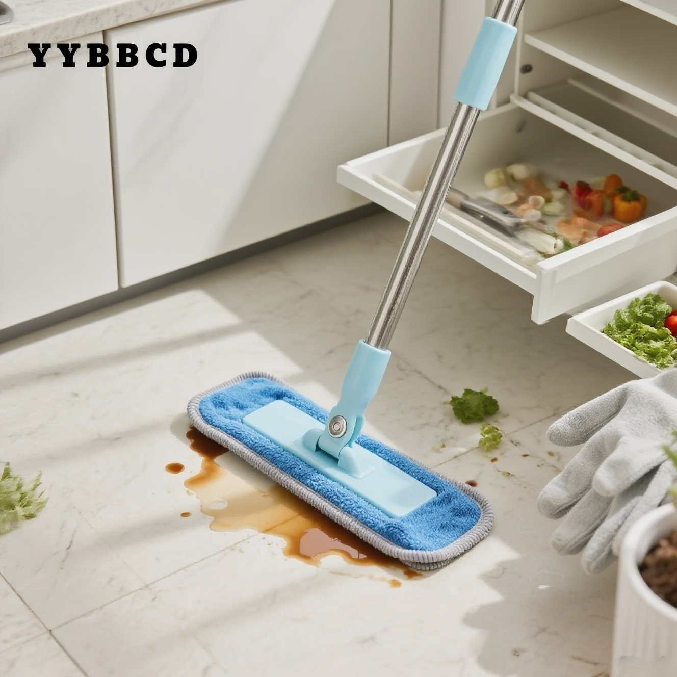 Plochý mop bez použití rukou