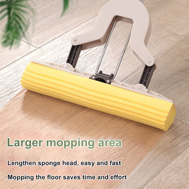 Household No Hand Wash Sponge Mop, Foldable Secondary Squeezing Better Effect, Professional Mop Fact
