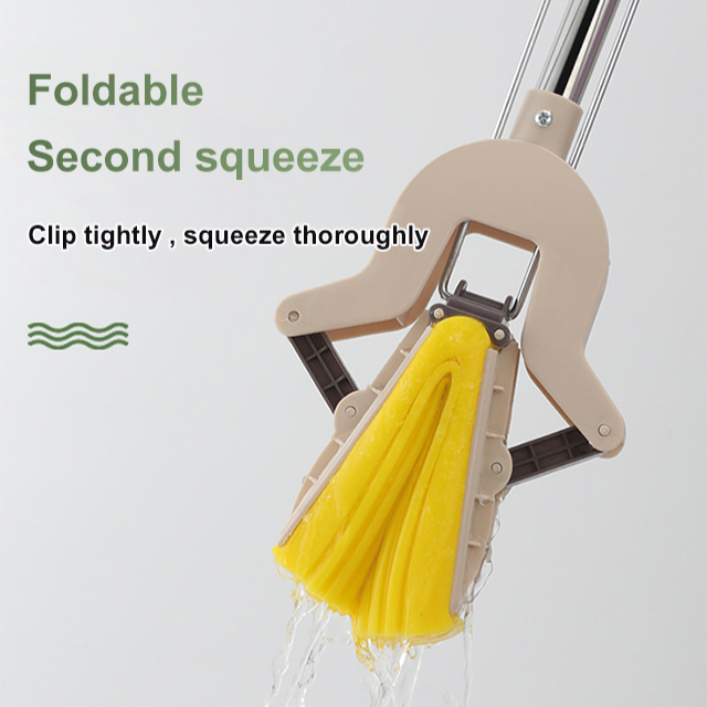 Household No Hand Wash Sponge Mop, Foldable Secondary Squeezing Better Effect, Professional Mop Fact