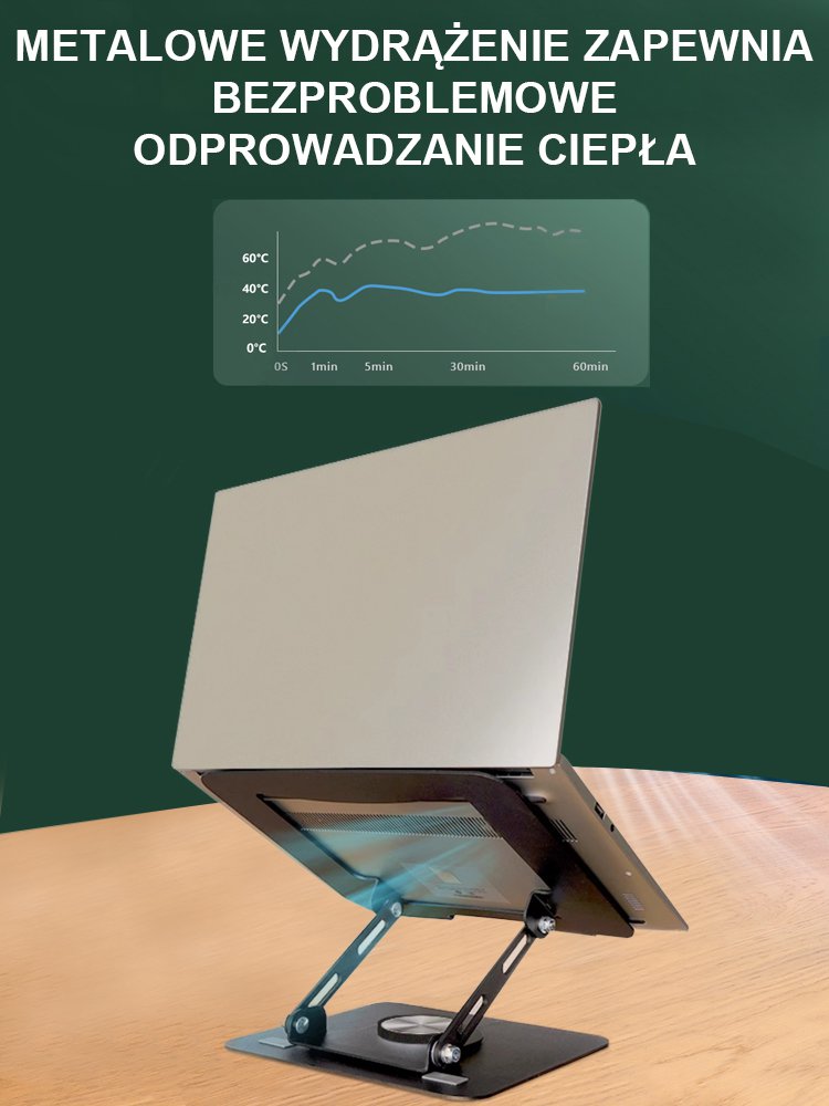 Obrotowy o 360 stopni stalowy uchwyt na komputer