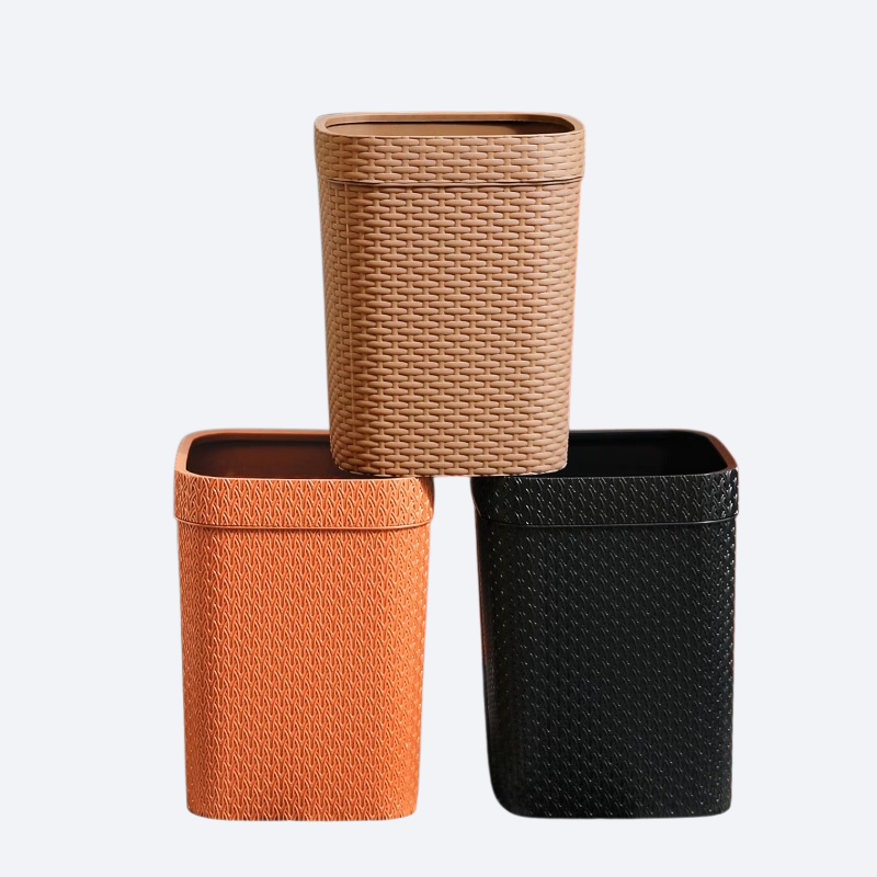 Vine woven large capacity uncovered garbage bin