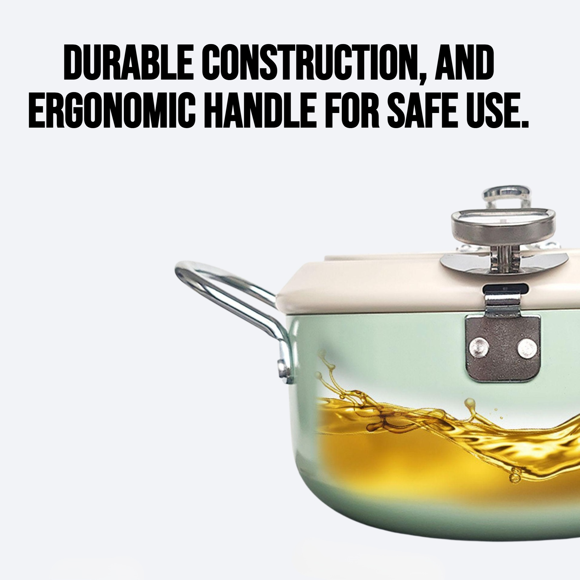 Flip ceramic frying pan with thermometer