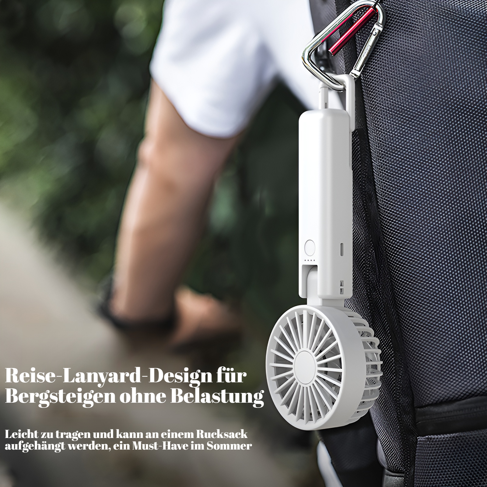 YL09 Doppelblatt-Handventilator zum Aufhängen am Hals, Mini-Ventilator, multifunktionaler USB-Ventil