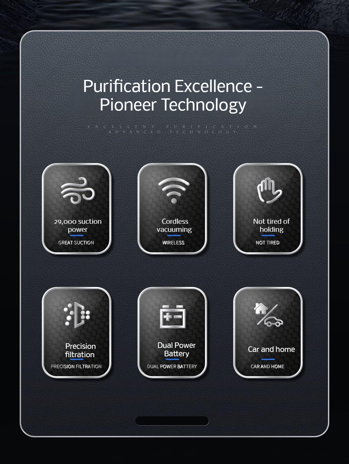 Small cordless vacuum cleaner for car and home cleaning