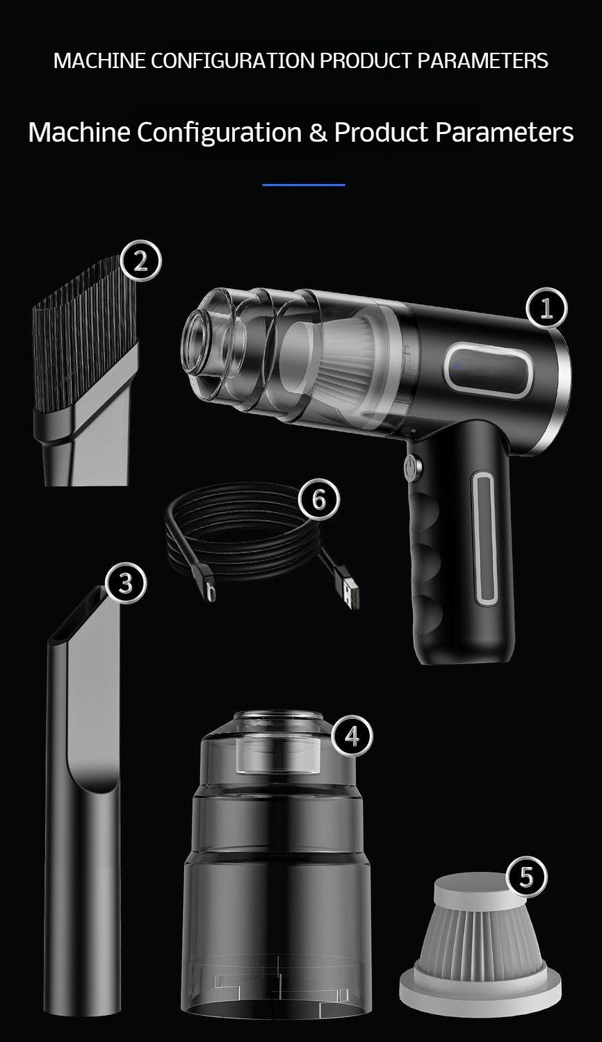 Rechargeable car vacuum cleaner in use inside a vehicle