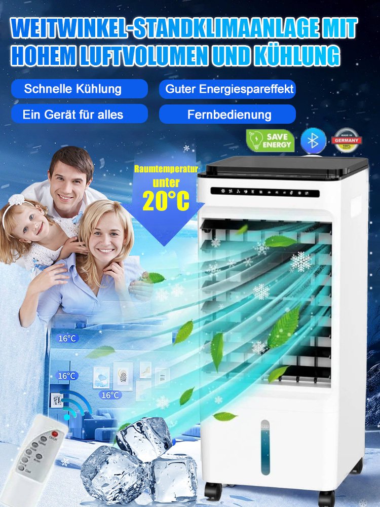 【Sommer Must-Have】Bodenstehende Klimaanlage mit großem Luftdurchsatz und breitem Winkel
