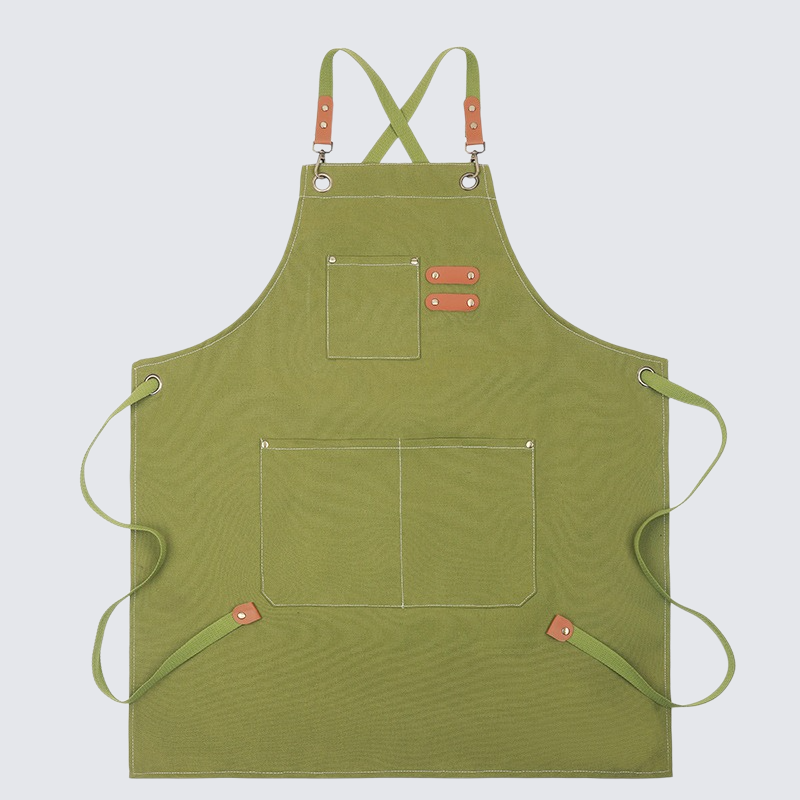 앞치마 캔버스 주방 방수 앞치마 작업 앞치마 두껍고 내마모성 편안하고 통기성이 좋고 부드럽습니다