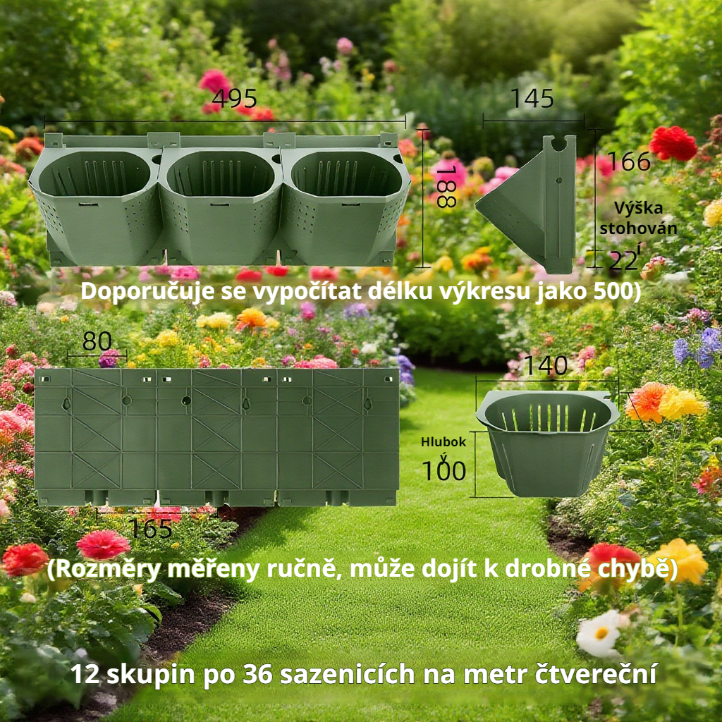 Zelená stěna vytvořená pomocí velkých květináčů