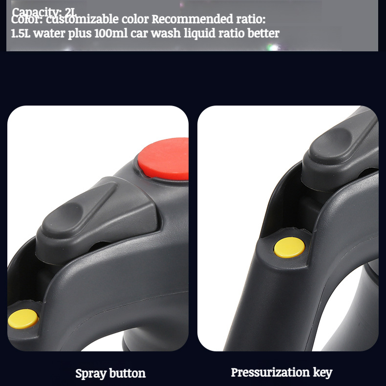 Close-up of the small electric sprayer nozzle and foam output