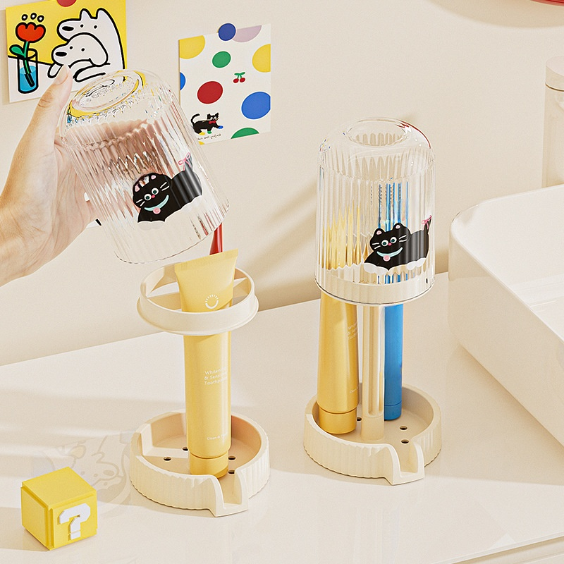 학생 기숙사 전용 양치컵 세트 치통 펀치 프리 세면 용품 수납 케이스 여성 칫솔 선반