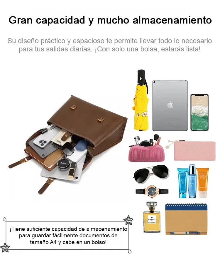 Costuras reforzadas en bolso de cuero vintage