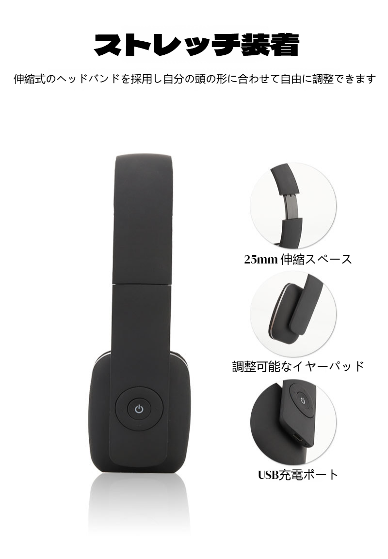 高音質HIFIワイヤレスヘッドフォンの装着イメージ