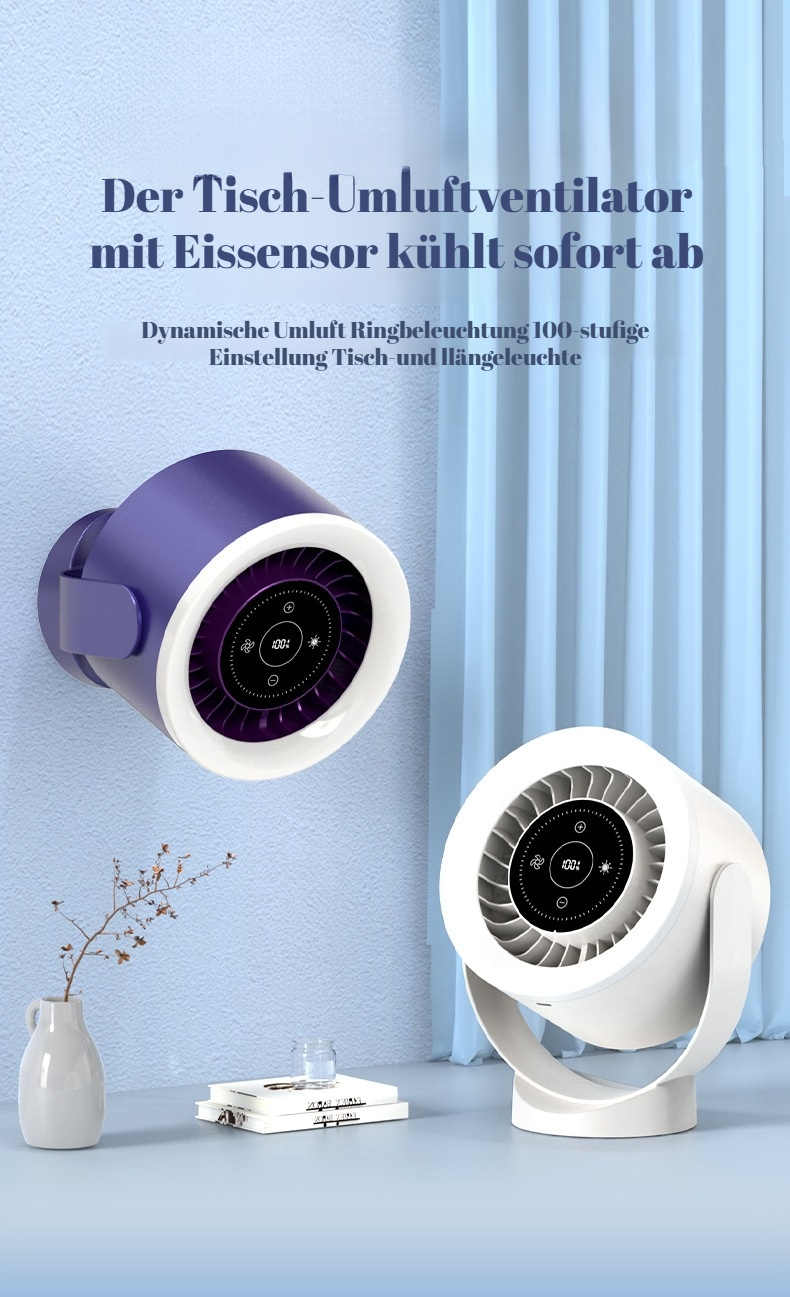 2025 neuer Desktop-Wandventilator mit Turbinen-Umwälzventilator auf Schreibtisch