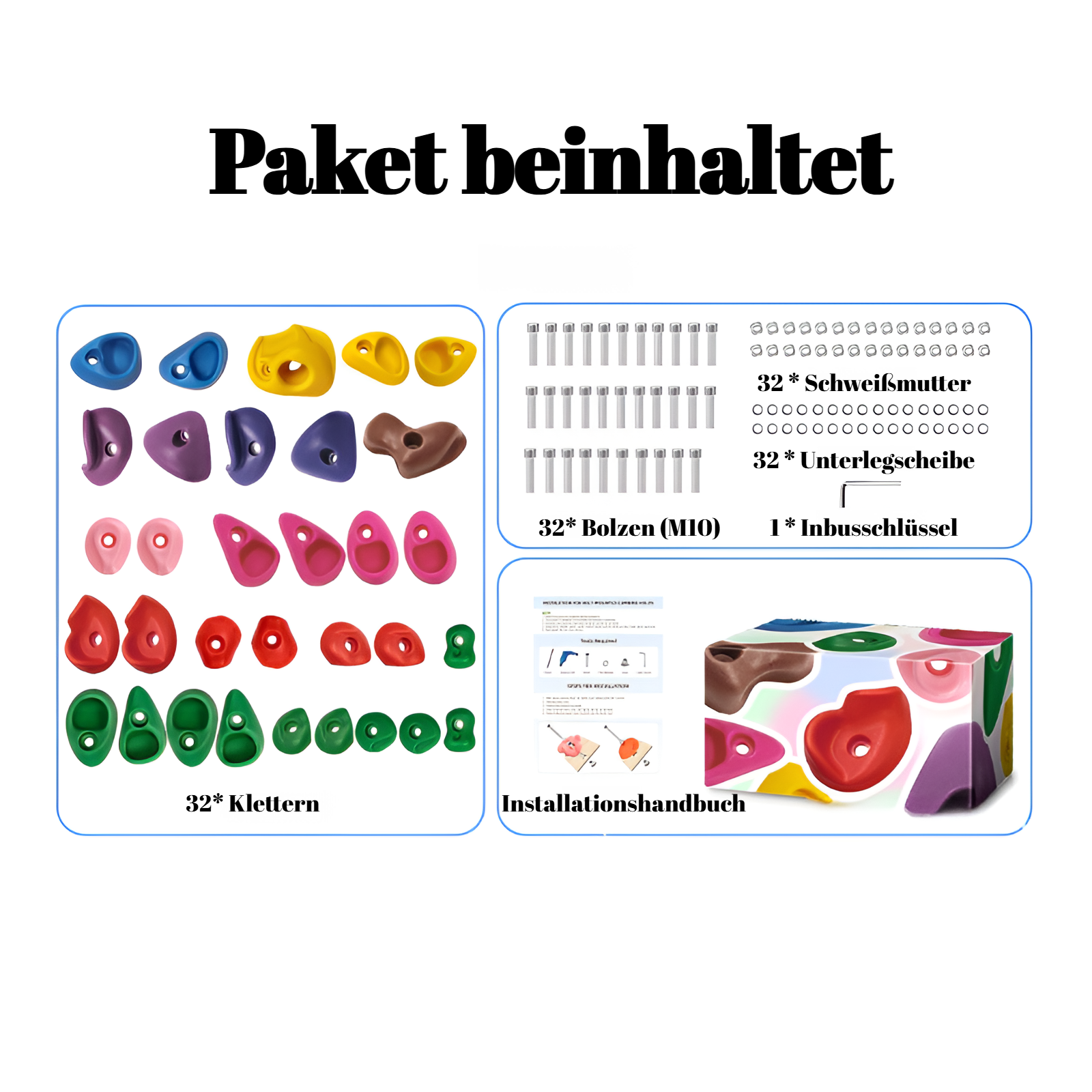 JMY Kinder Outdoor Kletterfelsen Set Indoor Spielplatz Kletterwand Rock Points