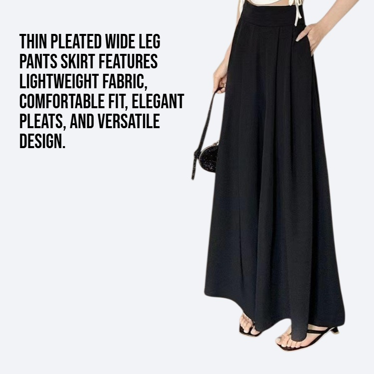 Thin pleated wide leg pants skirt