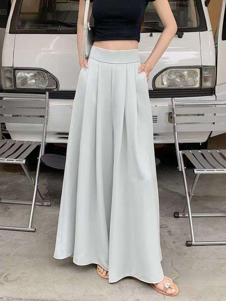 와이드 팬츠 스커트 핏이 날씬해 보이는 스커트 트렌디 하이웨이스트 오버사이즈 플리츠 캐주얼 여성 봄 원피스