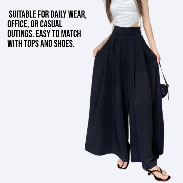 Thin pleated wide leg pants skirt