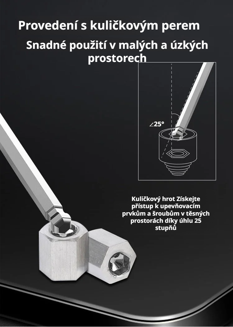 Ergonomická rukojeť šestihranného klíče pro pohodlné použití