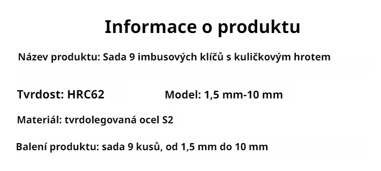Odolné a přesné šestihranné klíče v sadě