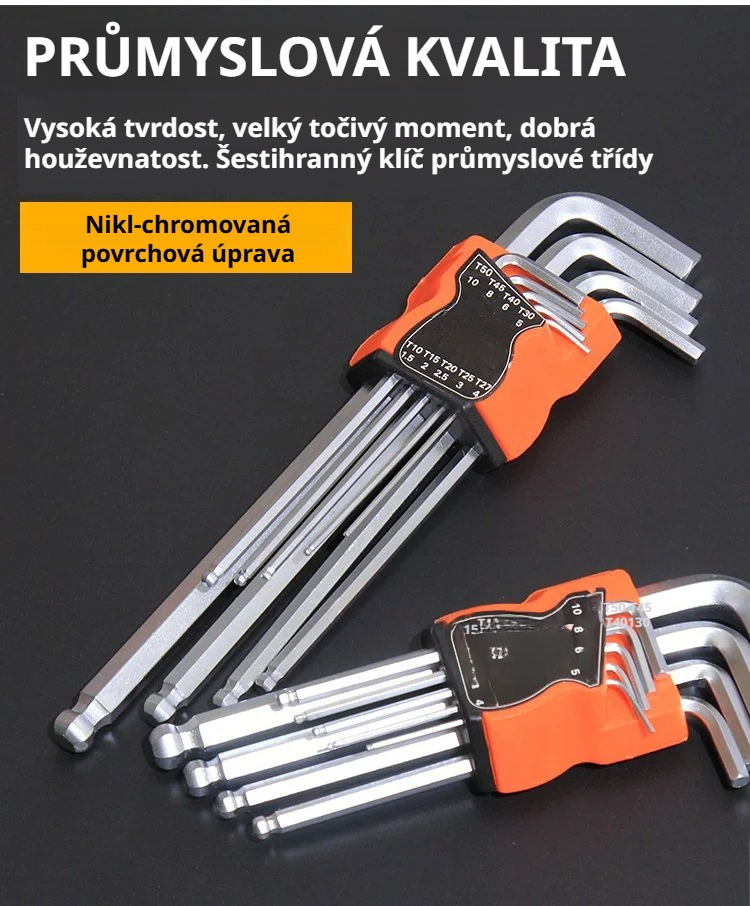 Sada 9 imbusových klíčů s kulovou hlavou
