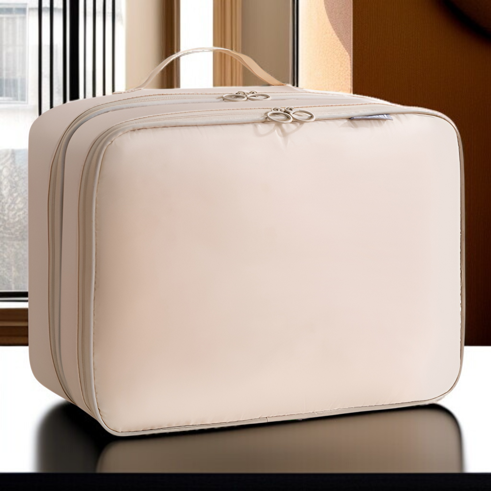 Bolsa de almacenamiento de zapatos de viaje plegable de tres capas y diseño tridimensional