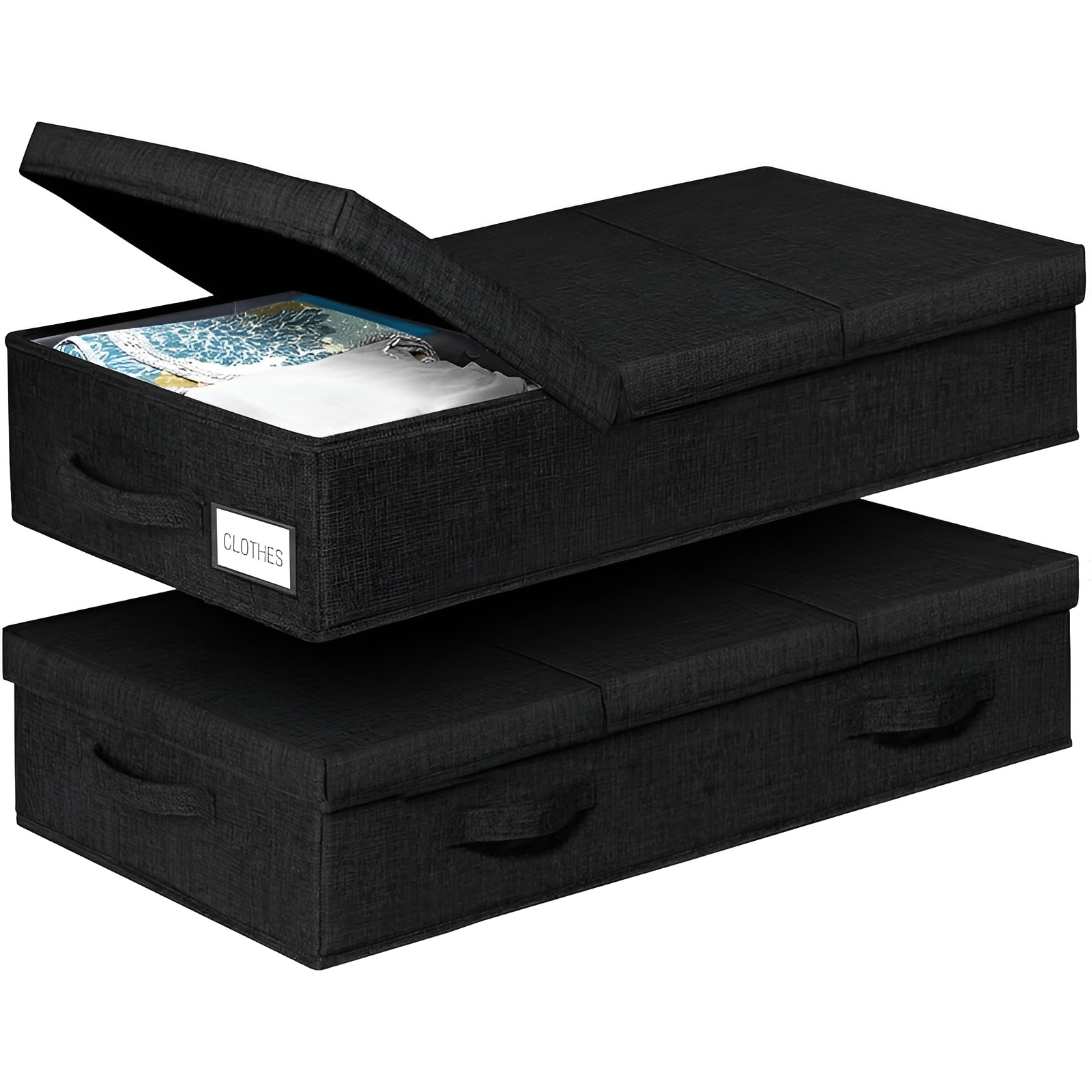 カバー付きベッド下の衣類収納ボックス、折りたたみ式ワードローブ収納、ブランケット、おもちゃ、布地収納ボックス