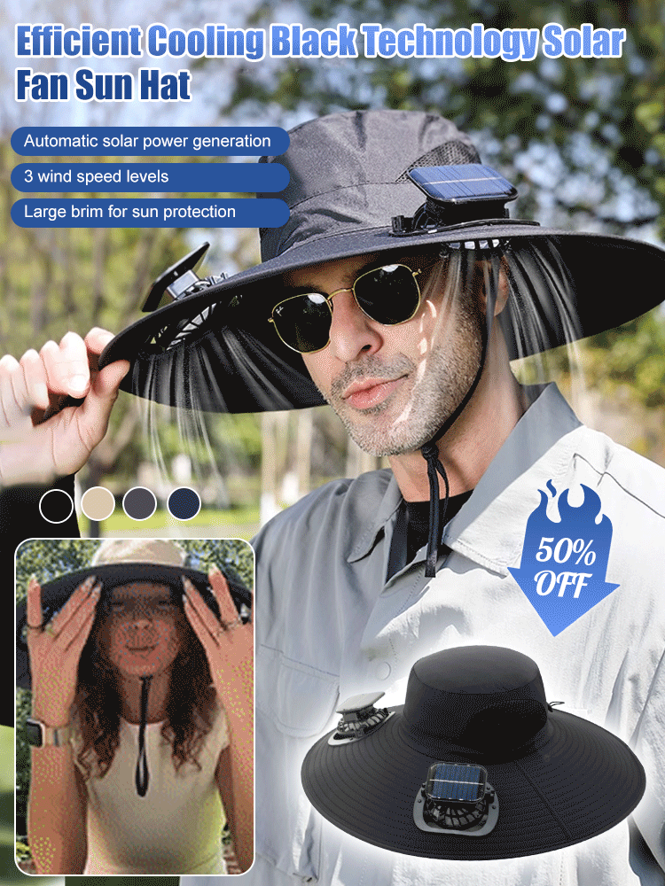 Solar-powered electric fan sun hat