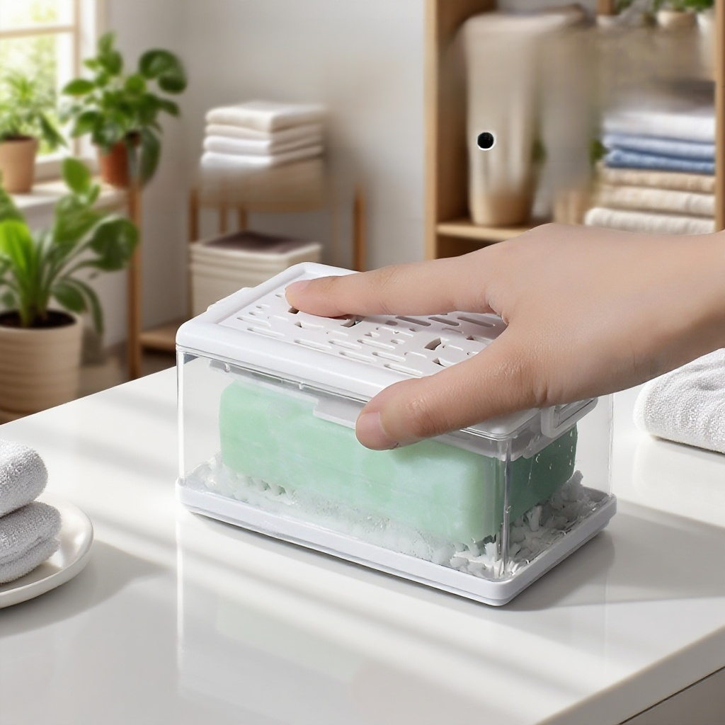 Foaming laundry soap box with brush