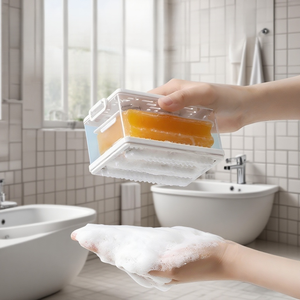 Foaming laundry soap box with brush